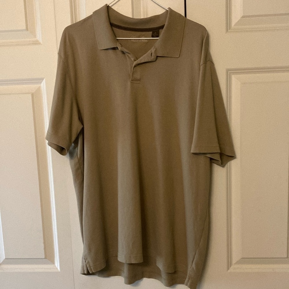 Tasso Elba mens XL polo shirt short sleeve tan golf picnic summer casual cotton